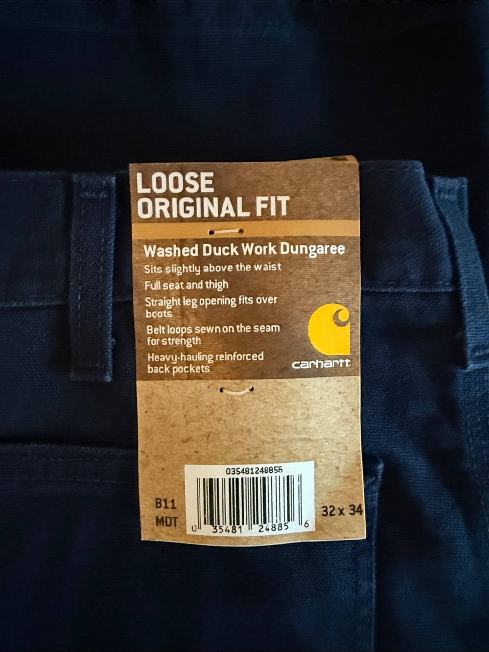 Carhartt Navy Loose Fit Duck Dungarees - Picture 2 of 7